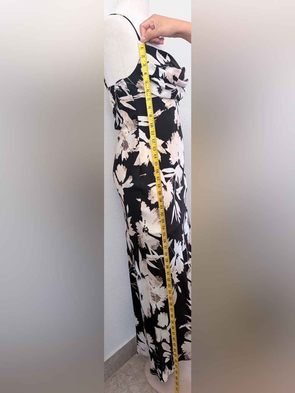 connected apparel Black Maxi Slip Dress with Cream Floral Print - Picture 7 of 8